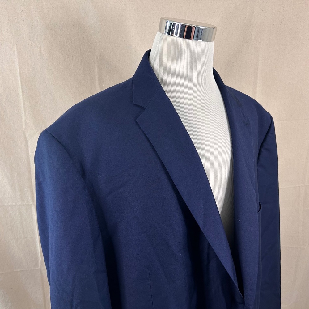 Joseph Abboud 58L Sport Coat 100% Wool Blue Two Button Lined Double Vented